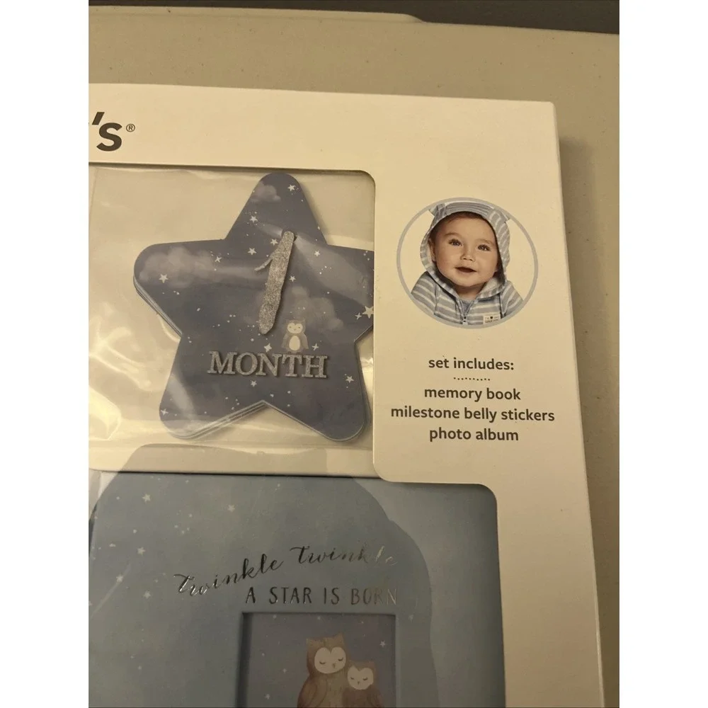Carter's Blue All The Stars Gender Neutral Baby Memory Book for Newborn Keepsake